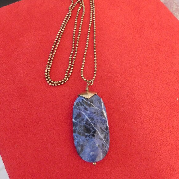 Ladies Pilgrim Blue Marble Stone Necklace - Picture 2 of 4